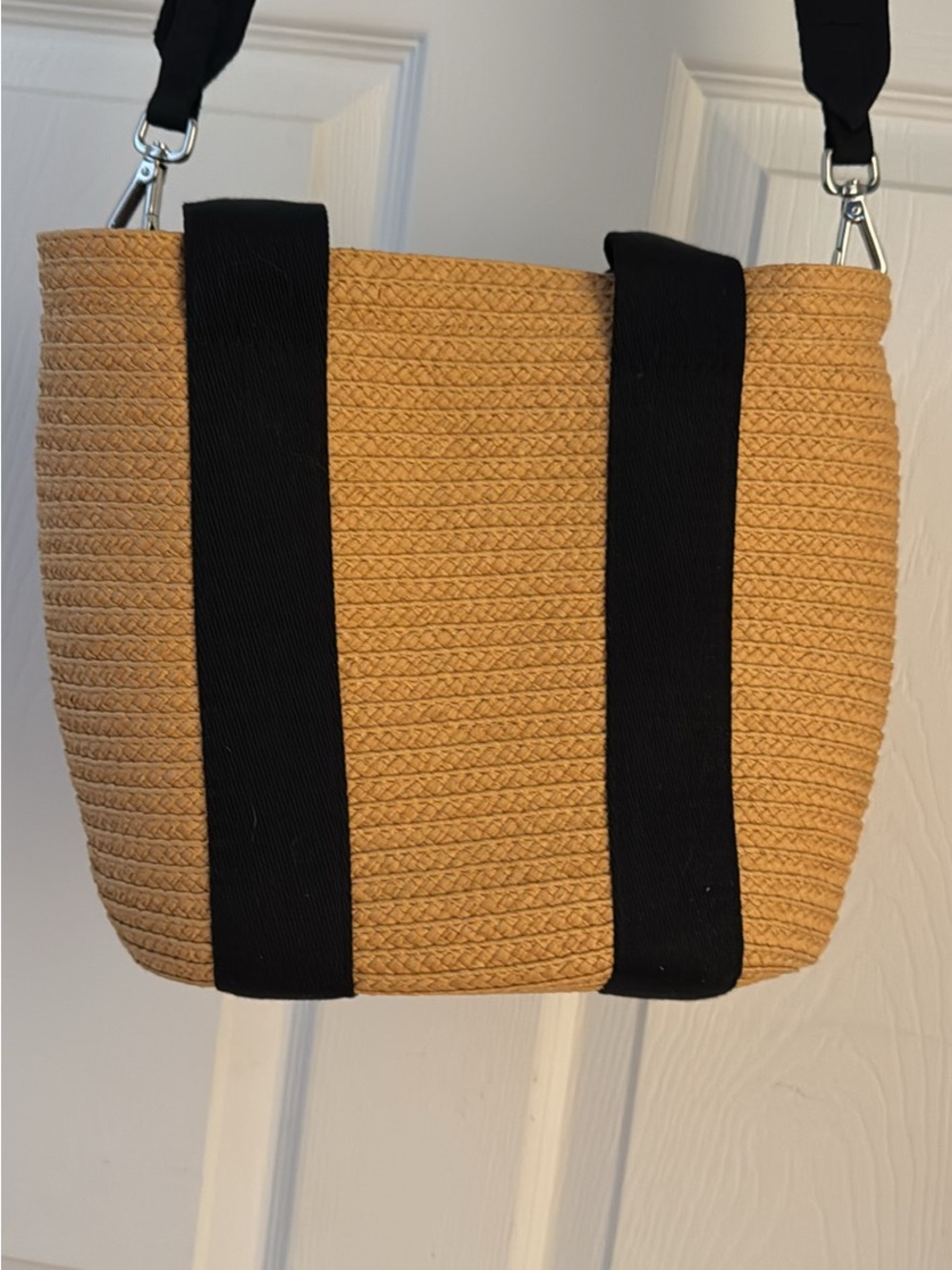 Lululemon Woven Straw Tote Bag with Black Straps - Women's Bag